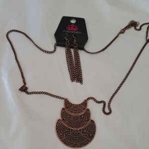 Paparazzi Bronze Layered Necklace with Earrings